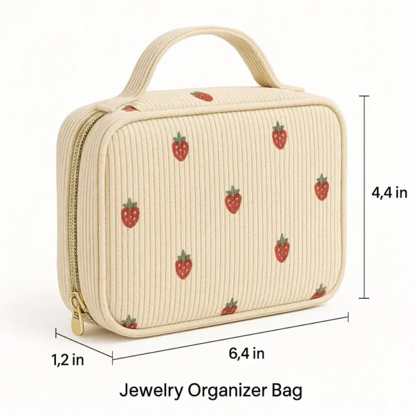 Cotton Corduroy Printed Exquisite Jewelry Storage Bag - Image 2