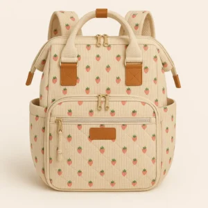Cotton Corduroy Printed Multi-functional Diaper Bag