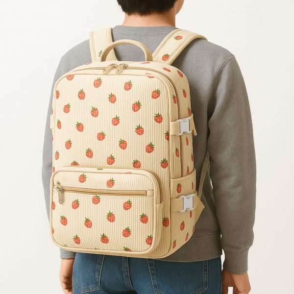 Cotton Corduroy Printed Youthful Vitality Travel Backpack - Image 4