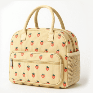 Cotton Corduroy Printed Insulated Women's Lunch Bag