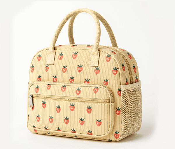 Cotton Corduroy Printed Insulated Women's Lunch Bag