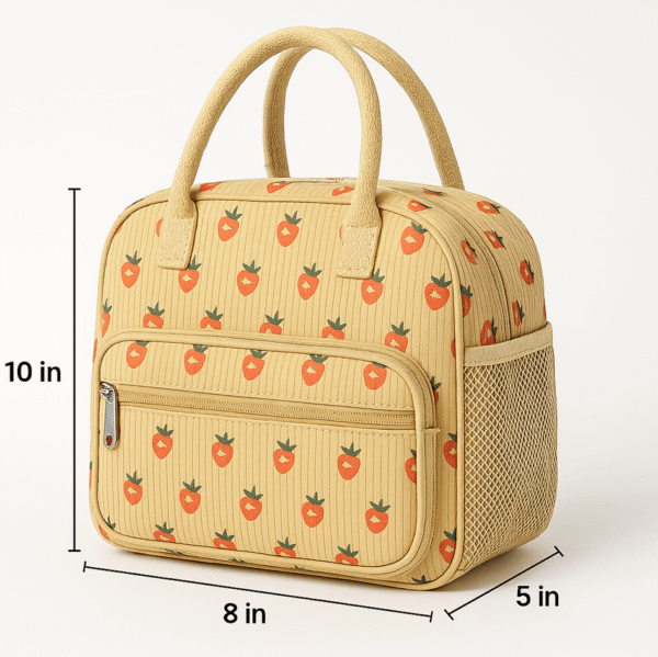 Cotton Corduroy Printed Insulated Women's Lunch Bag - Image 2