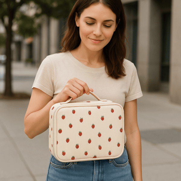 Cotton Corduroy Printed Fashion Data Cable Storage Bag - Image 4