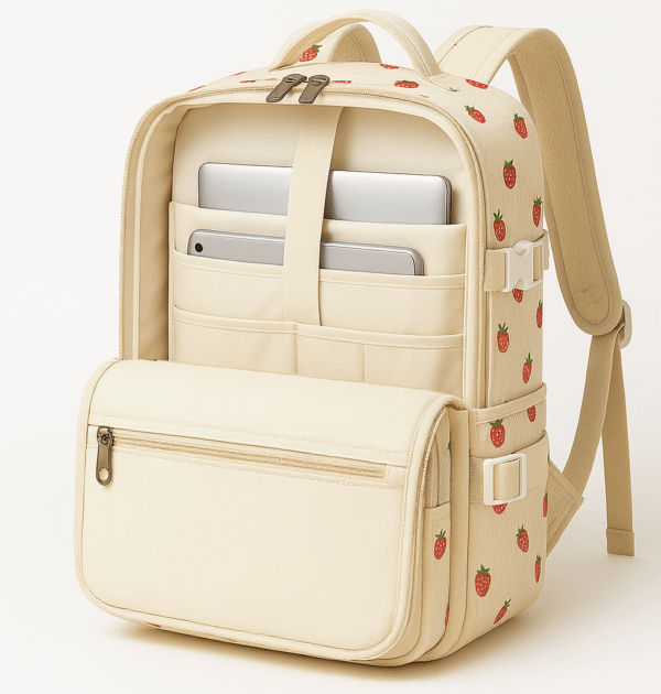 Cotton Corduroy Printed Youthful Vitality Travel Backpack - Image 3