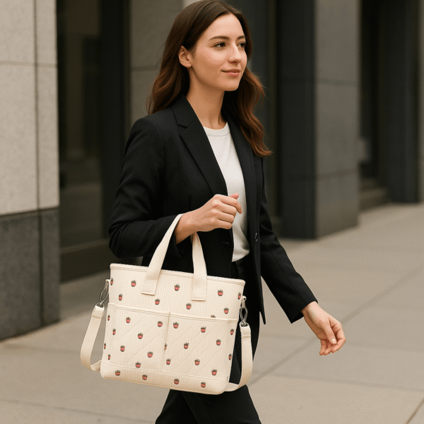 Cotton Corduroy Printed Multi-functional Handbag - Image 4
