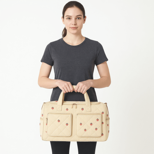 Cotton Corduroy Printed Sports Fitness Bag - Image 3