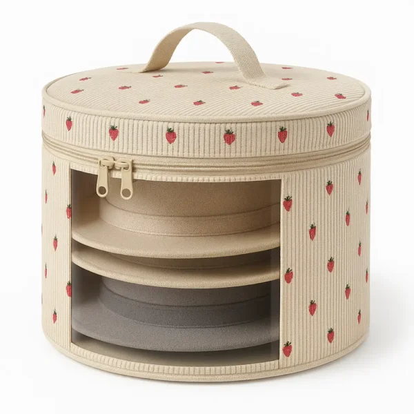 Cotton Corduroy Printed Fashion Hat Storage Bag