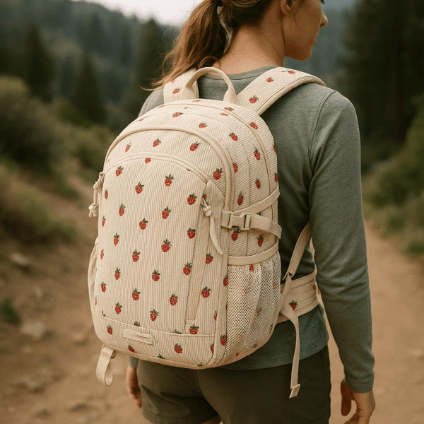 Cotton Corduroy Printed Professional Women's Hiking Backpack - Image 4