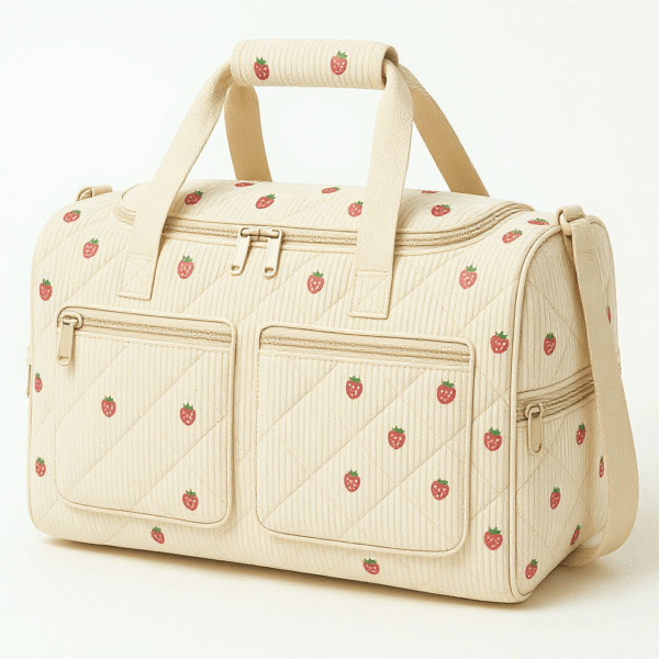 Cotton Corduroy Printed Sports Fitness Bag - Image 4