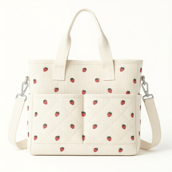 Cotton Corduroy Printed Multi-functional Handbag