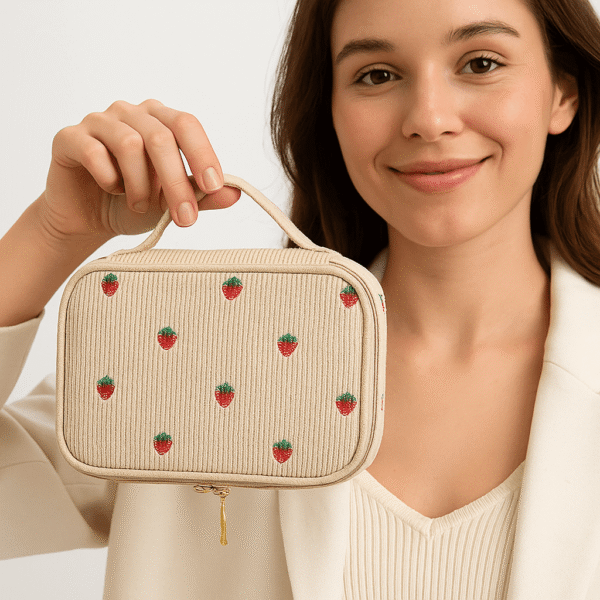 Cotton Corduroy Printed Exquisite Jewelry Storage Bag - Image 3