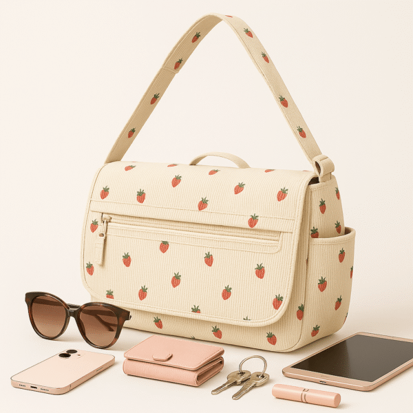 Cotton Corduroy Printed Vintage Women's Messenger Bag - Image 3