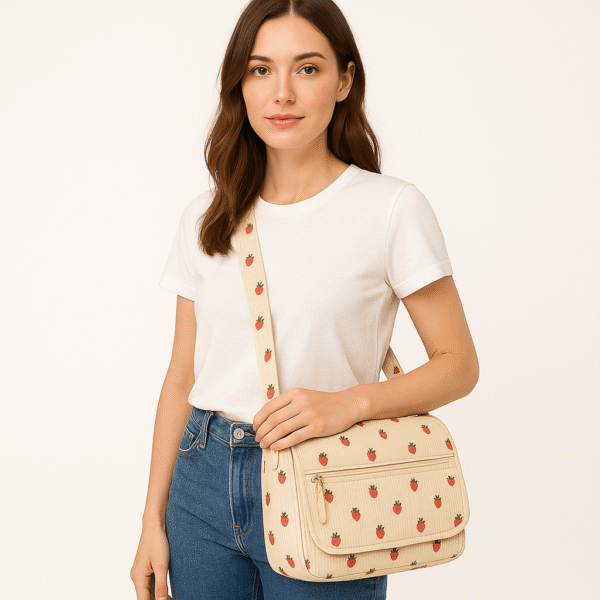 Cotton Corduroy Printed Vintage Women's Messenger Bag - Image 4