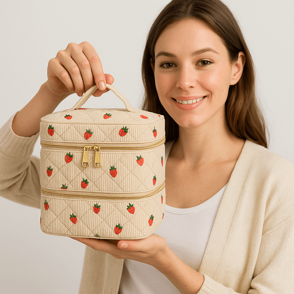 Cotton Corduroy Printed Professional Nail Art Storage Bag - Image 4