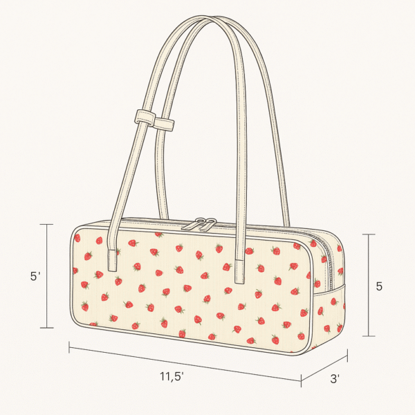 Cotton Corduroy Printed Fashion Baguette Bag - Image 2