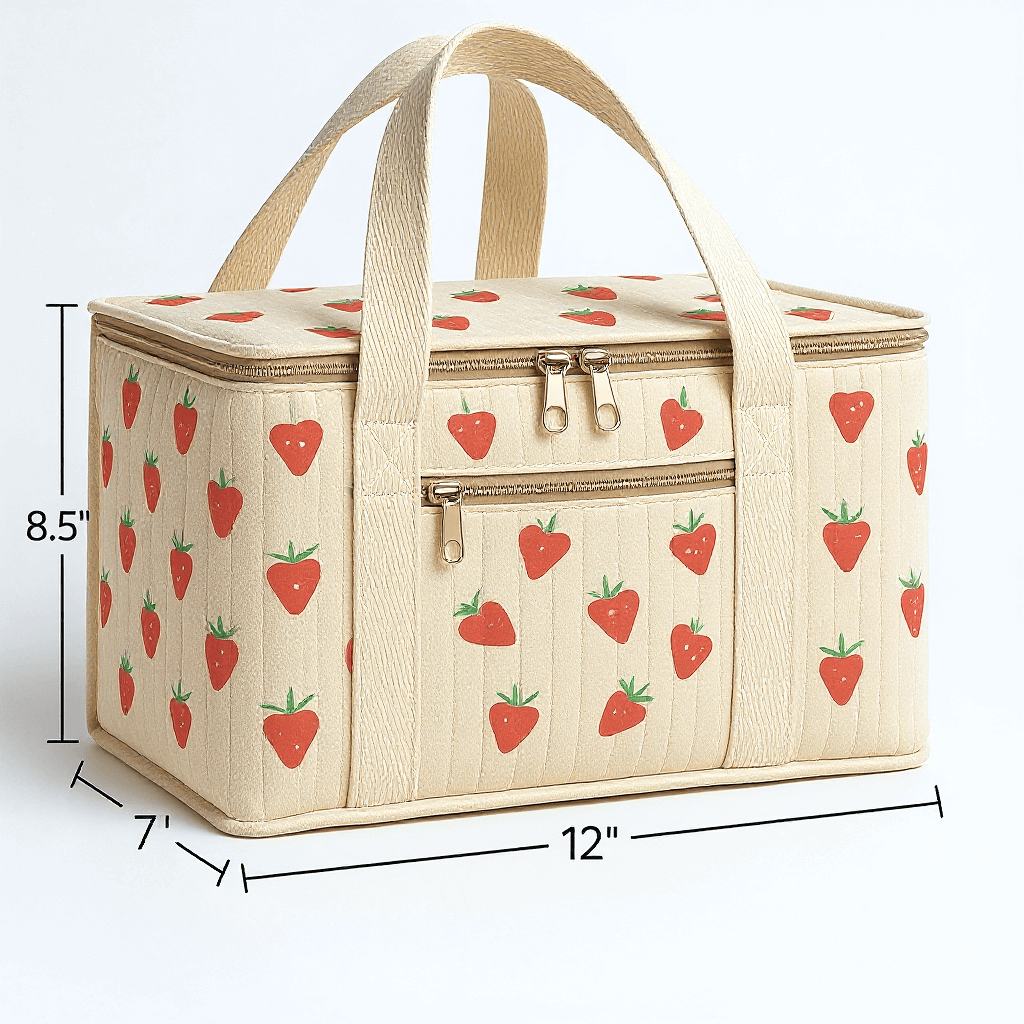 Cotton Corduroy Printed Outdoor Picnic Bag - Image 2