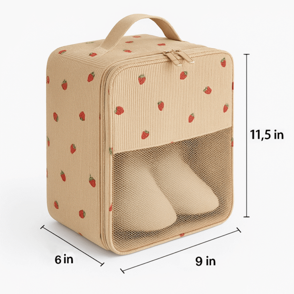 Cotton Corduroy Printed Portable Shoe Storage Bag - Image 2