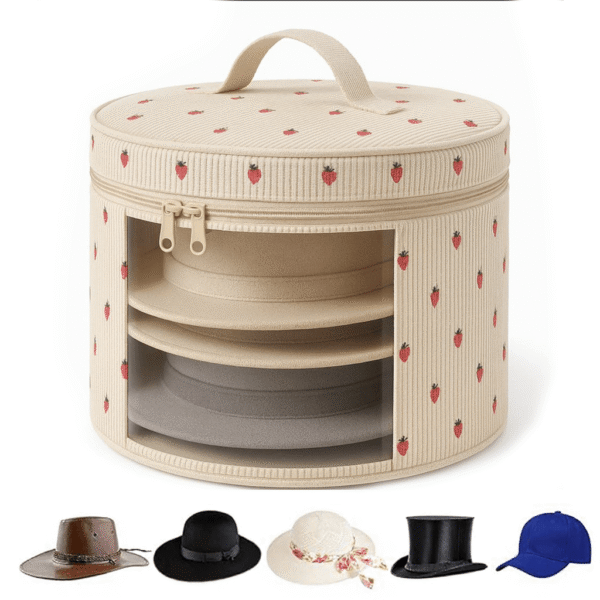 Cotton Corduroy Printed Fashion Hat Storage Bag - Image 3