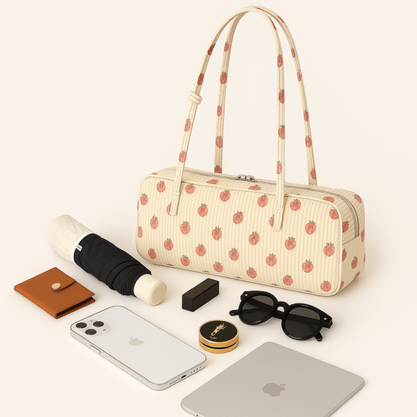 Cotton Corduroy Printed Fashion Baguette Bag - Image 4