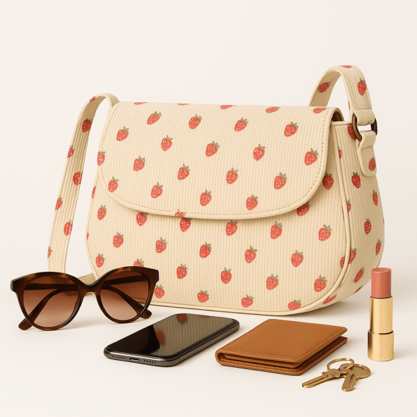 Cotton Corduroy Printed Vintage Saddle Bag - Image 3