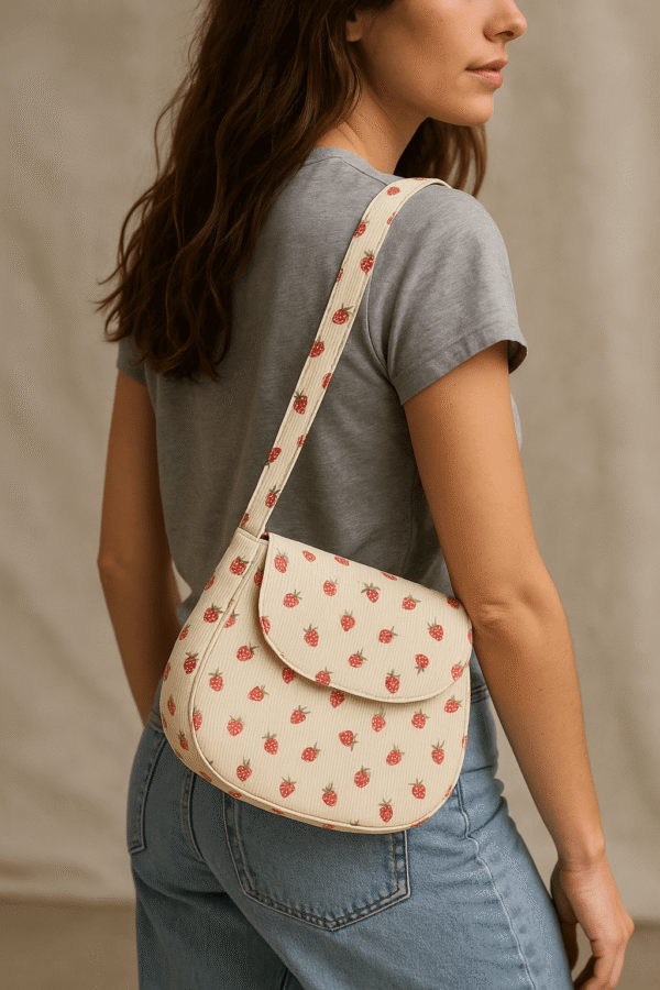 Cotton Corduroy Printed Vintage Saddle Bag - Image 4