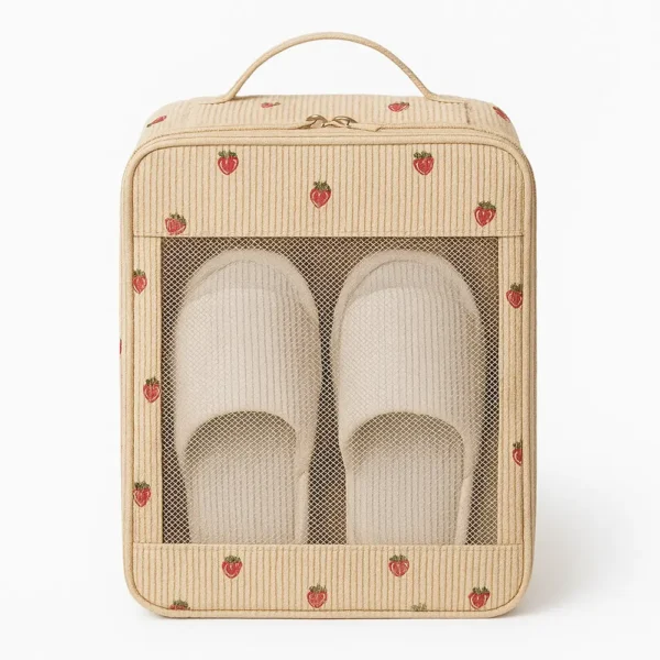 Cotton Corduroy Printed Portable Shoe Storage Bag - Image 3