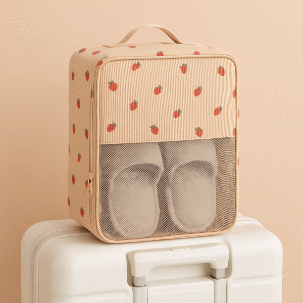 Cotton Corduroy Printed Portable Shoe Storage Bag - Image 4