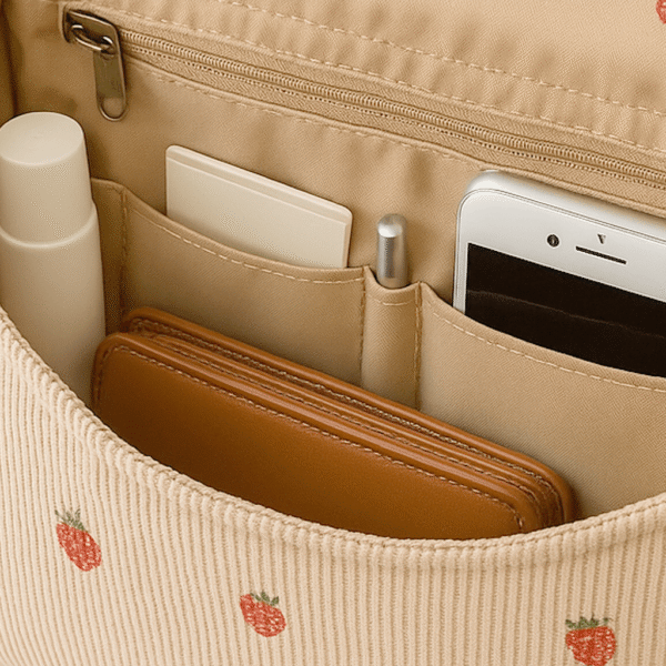 Cotton Corduroy Printed Casual Shoulder Bag - Image 3