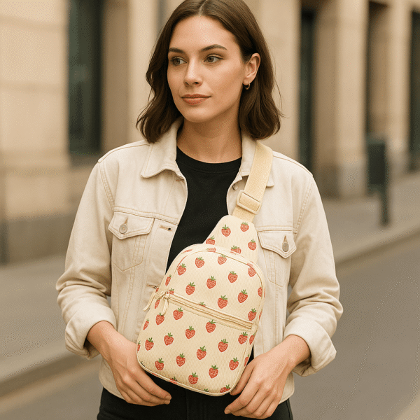 Cotton Corduroy Printed Fashion Women's Chest Bag - Image 3