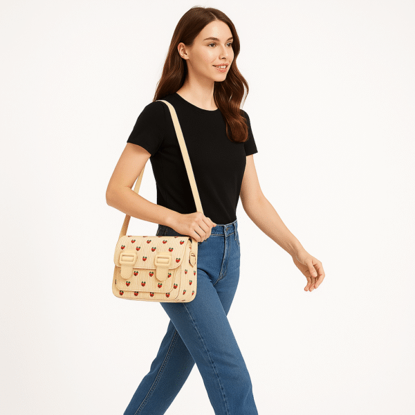 Cotton Corduroy Printed Classic Women's Cambridge Satchel - Image 2
