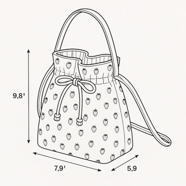 Cotton Corduroy Printed Fashion Bucket Bag - Image 2