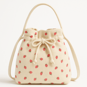 Cotton Corduroy Printed Fashion Bucket Bag