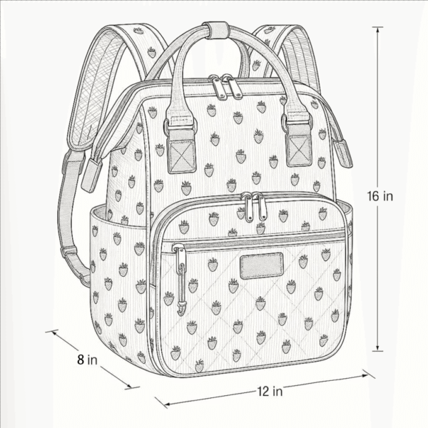 Cotton Corduroy Printed Multi-functional Diaper Bag - Image 2