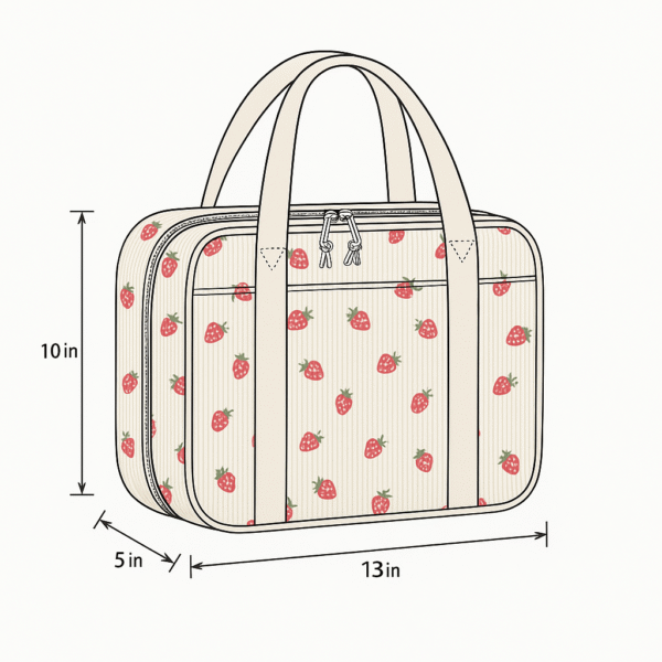 Cotton Corduroy Printed Fashion Hanging Toiletry Bag - Image 2
