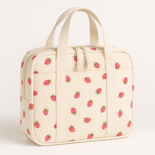 Cotton Corduroy Printed Fashion Hanging Toiletry Bag