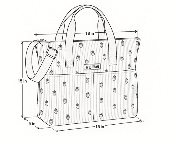 Cotton Corduroy Printed Large Capacity Tote Bag - Image 2