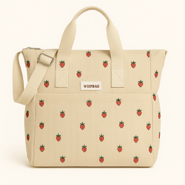 Cotton Corduroy Printed Large Capacity Tote Bag