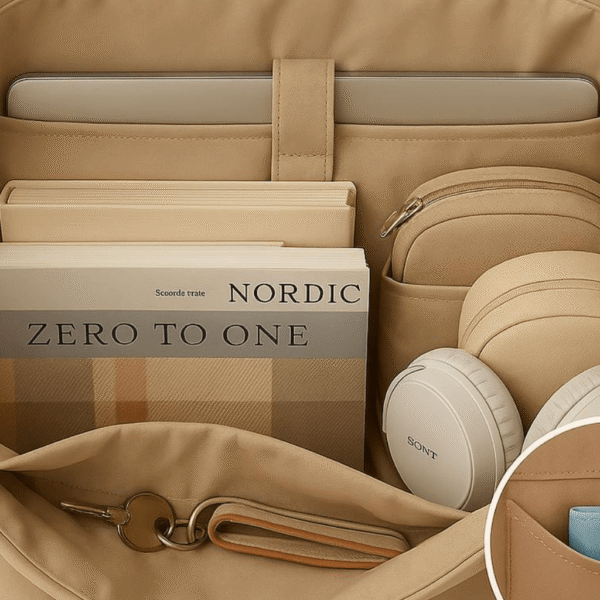 Cotton Corduroy Printed Literary Tote Bag - Image 3