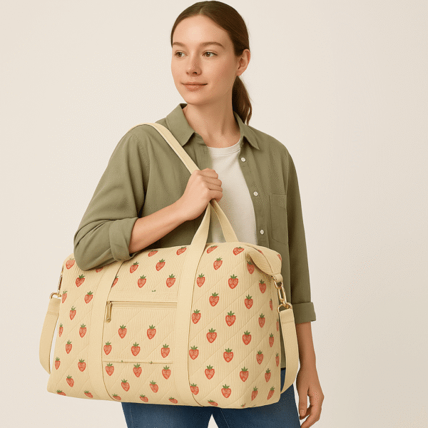 Cotton Corduroy Printed Multi-functional Travel Duffel - Image 3