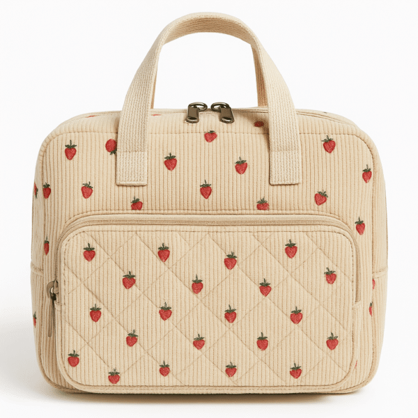 Cotton Corduroy Printed Portable Travel Toiletry Bag
