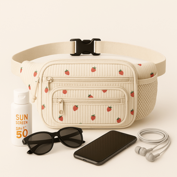 Cotton Corduroy Printed Multi-functional Sports Waist Bag - Image 3
