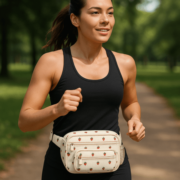 Cotton Corduroy Printed Multi-functional Sports Waist Bag - Image 4