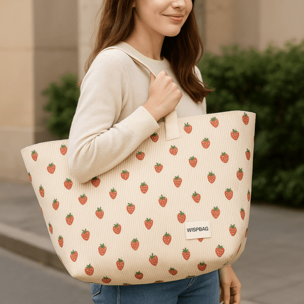 Cotton Corduroy Printed Fashion Weekend Casual Bag - Image 4