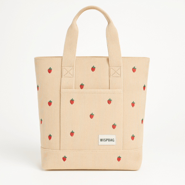Cotton Corduroy Printed Literary Tote Bag