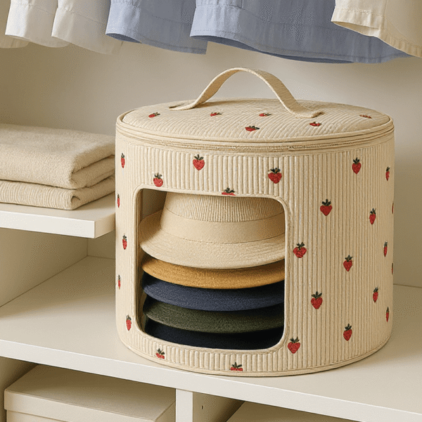 Cotton Corduroy Printed Fashion Hat Storage Bag - Image 4