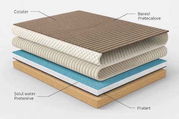 A graphic illustration showing the strong weave and technical layers of an enhanced corduroy fabric.