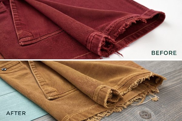 A split image showing a vibrant bag versus a faded one, and a strong fabric versus a torn one.