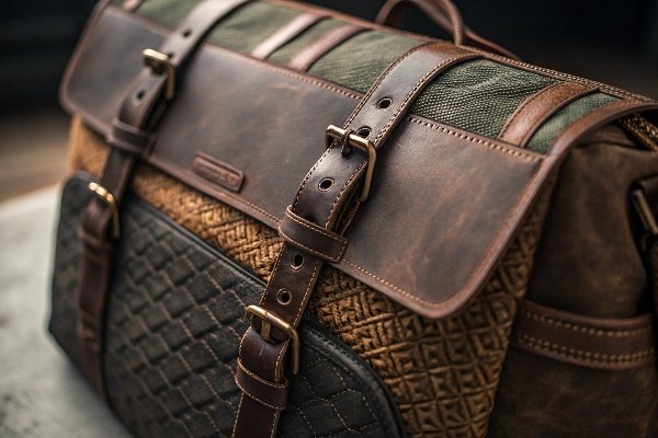 A collection of modern men's bags including a tote, crossbody, and sling bag, arranged on a clean background.
