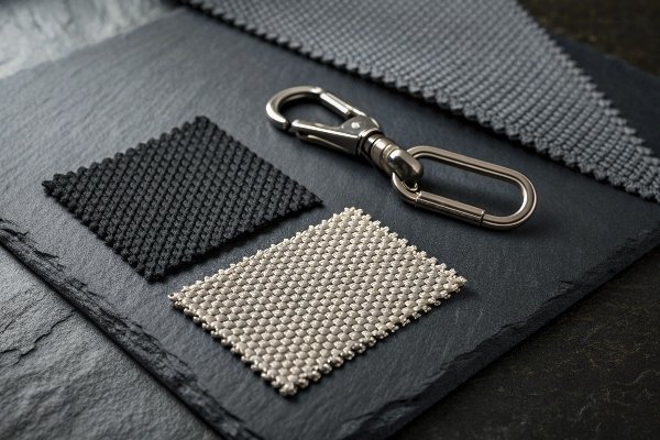 A detailed collage showing the different security features of a bag: a close-up of slash-proof fabric, an RFID symbol, and a locking zipper.